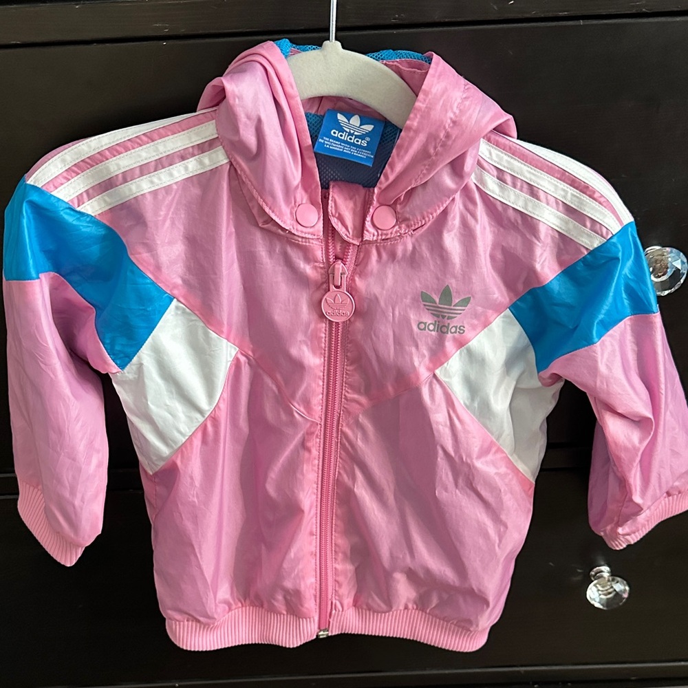 Adidas Kids Pink and Blue Hooded Jacket